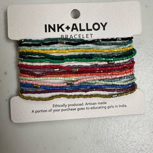 NWT Ink + Alloy Chelsea 18 Strand Luxe Multicolor Beaded Stretch Bracelets - Picture 2 of 5